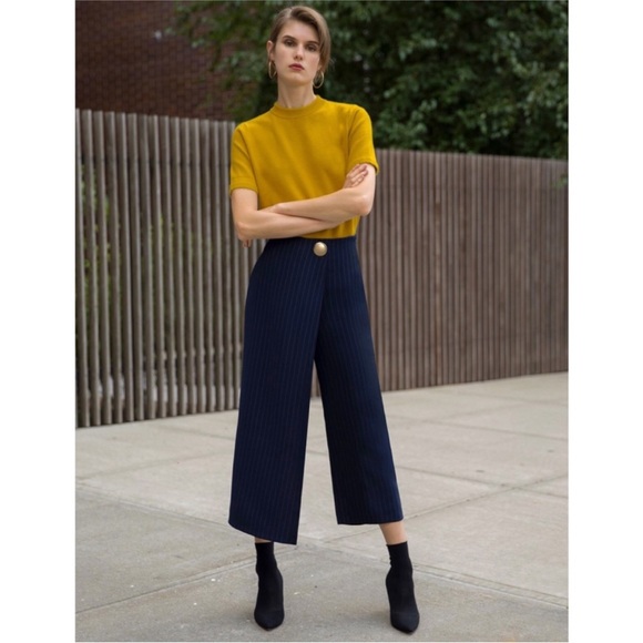 Pixie Market Pants - NWOT Pixie Market striped navy wide leg pants chic boho bohemian size small